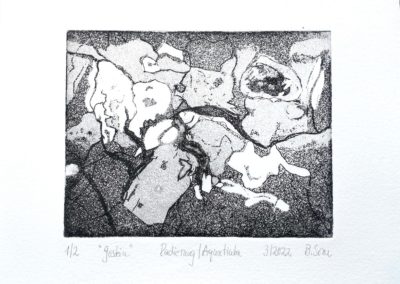 Gestein 1 - Radierung, Aquatinta auf Kupferdruckpapier, 2022, 24 x 30 cm, i.R.