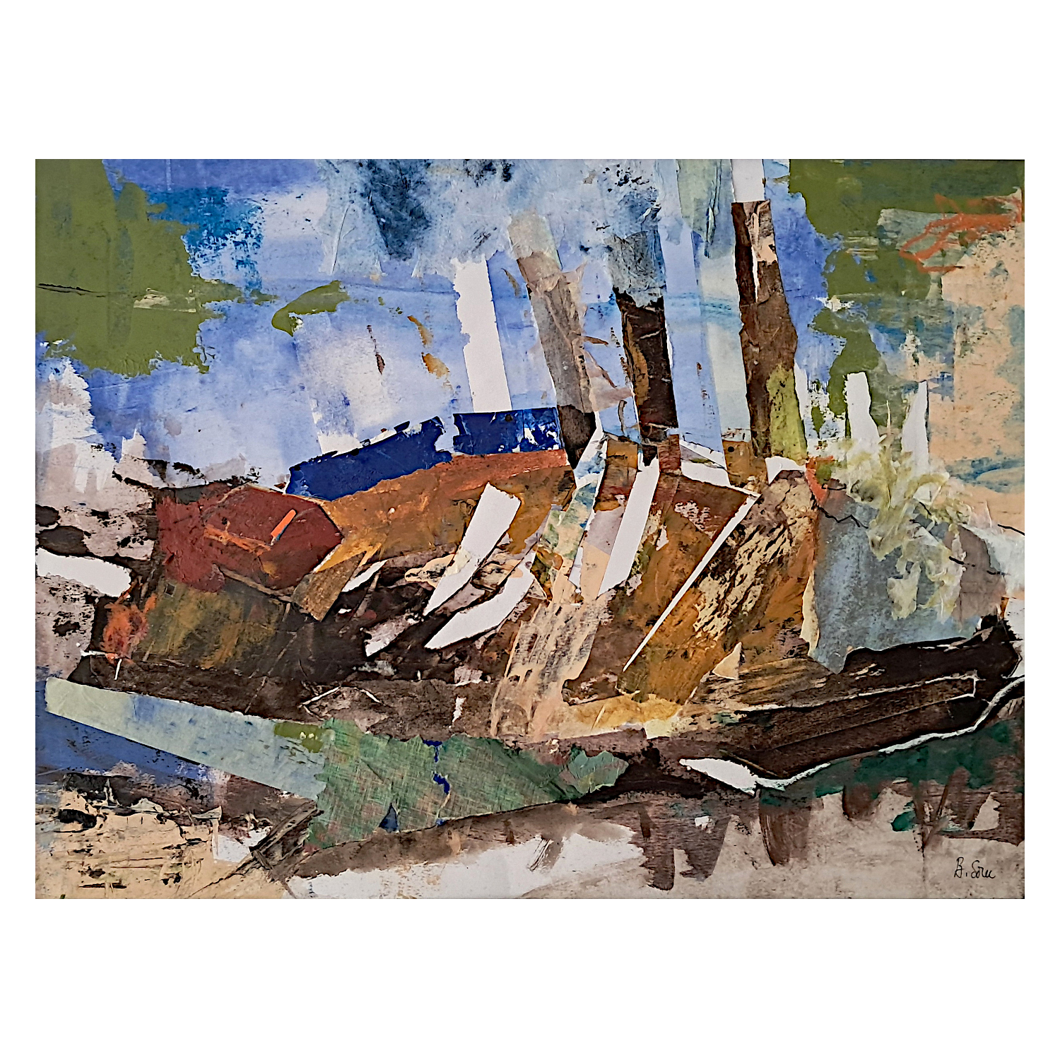 Das Ende der Fahrt 3 - Acryl, Kreide und Papier auf Bristol, 50 x 60 cm