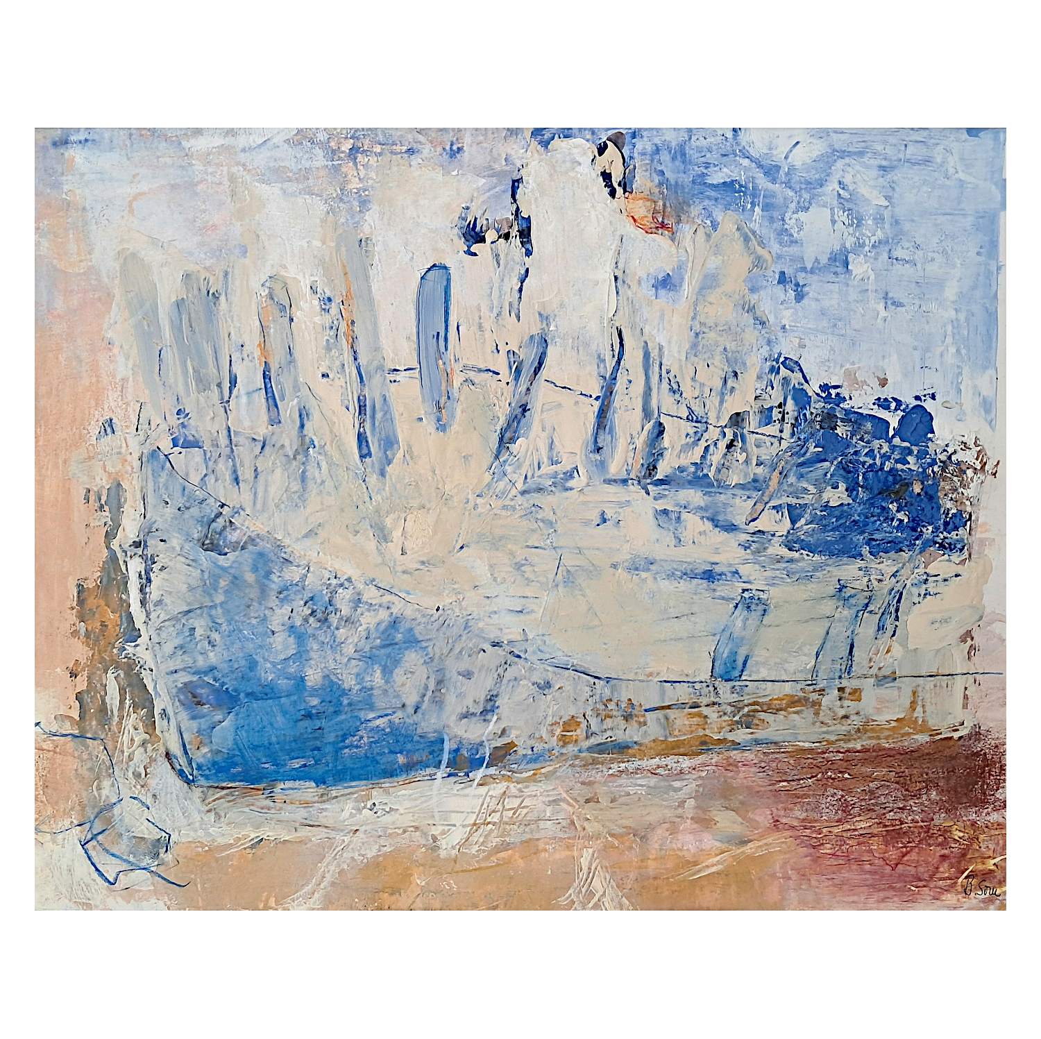 Das Ende der Fahrt 4 - Acryl und Kreide auf Bristol, 50 x 60 cm